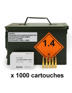223 REM SWISS P 63GR FMJ CAISSE M2A1