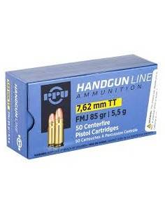 7.62X25 TOKAREV 50 CARTOUCHES PARTIZAN.  85-GR. FMJ